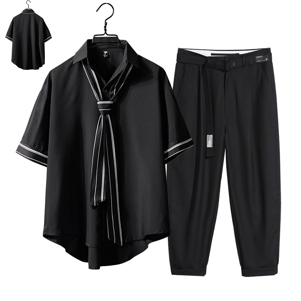 Combo Áo Sơ Mi Nam Trơn Basic Phối Cà Vạt Kết Hợp Quần Tây Âu Chinos Dáng Baggy Hàn Quốc Thanh Lịch FORYOU SOMI 15 + JOGGER 66