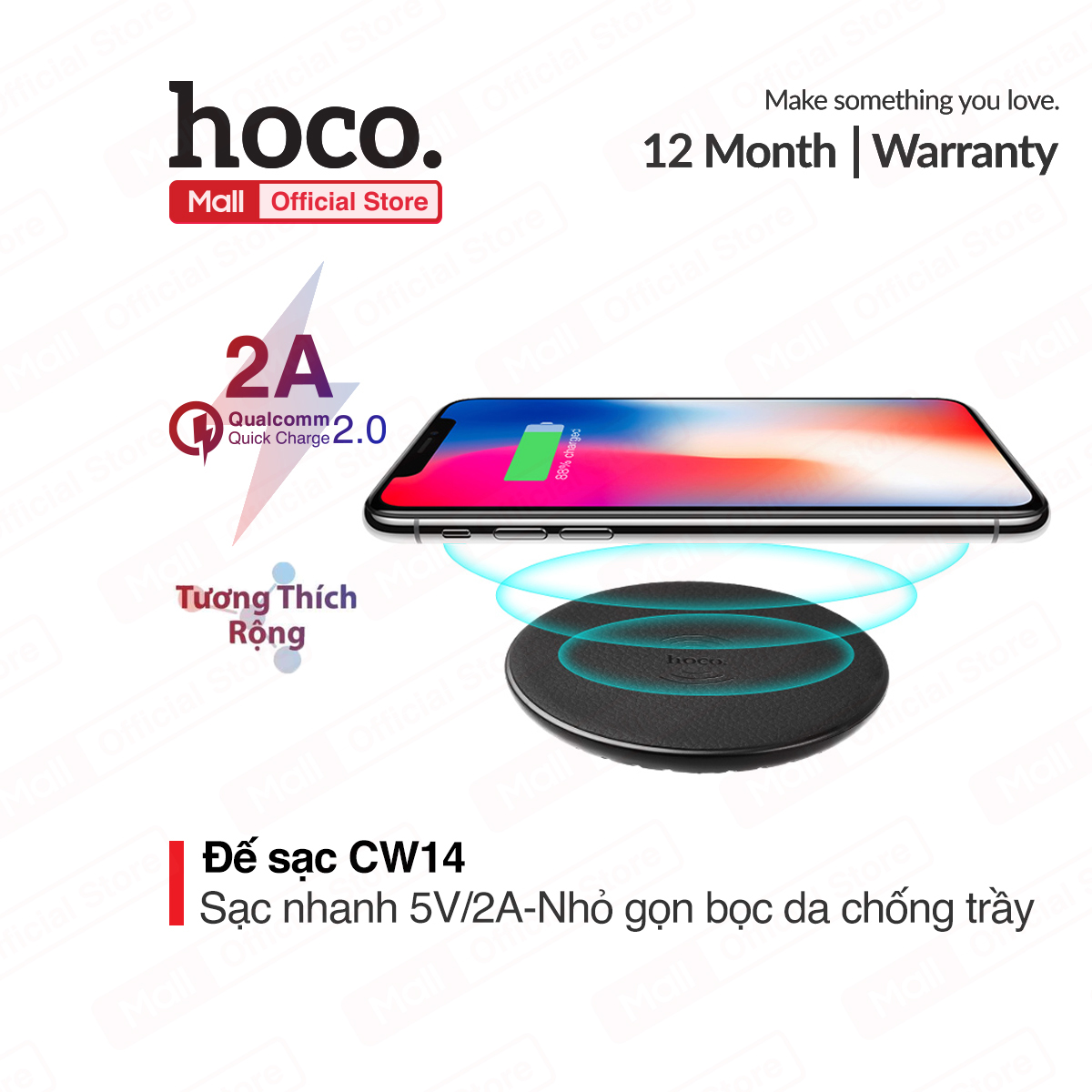 Đế sạc nhanh không dây Hoco CW14 2.1A - Rút ngắn thời gian an toàn tiện lợi