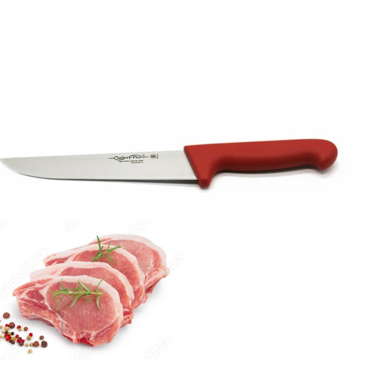 Dao Thái Thịt Cutlery-Pro Lưỡi Thẳng Cán Đỏ 203Mm