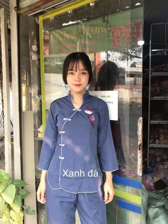 đồ lam đi chùa - mẫu sẫm tàu xéo ( vãi kate )