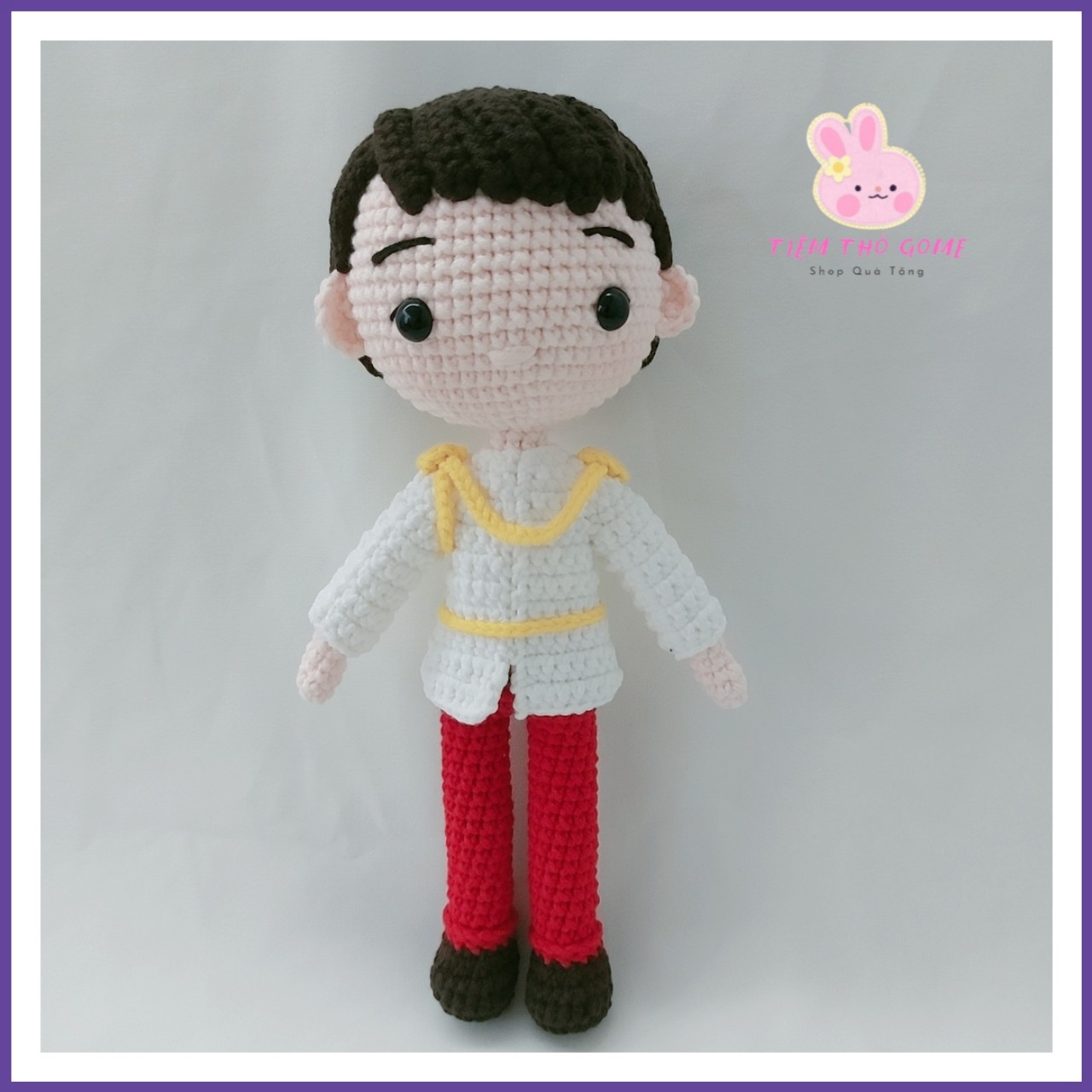 Búp bê len móc handmade - Cặp Búp bê len móc ( Hoàng tử Charming và cô bé lọ lem )- an toàn cho bé