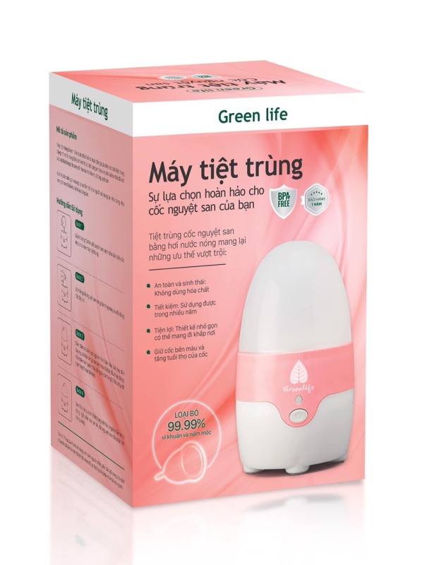 Máy tiệt trùng cốc nguyệt san tự động GreenLife - tặng gel vệ sinh cốc Claricare 100ml