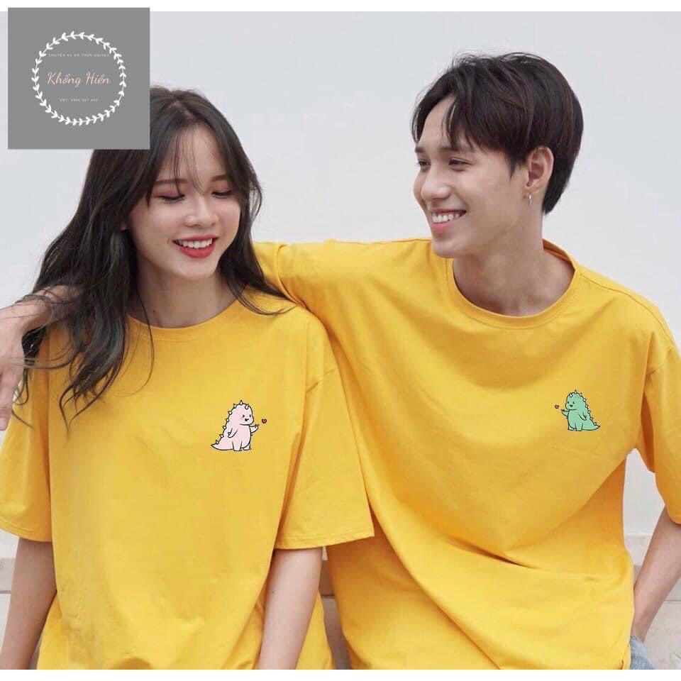 Áo thun phông rộng tay lỡ nam nữ, áo form rộng unisex đẹp-áo cặp đôi khủng long