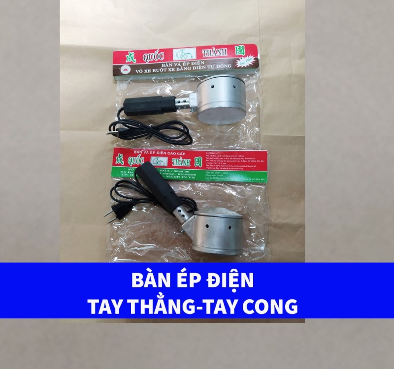 Bàn Ép Điện Vỏ Xe Và Ruột Xe Tay Cầm Thẳng-Cong vá ép điện xe máy Việt Nam chất lượng cao