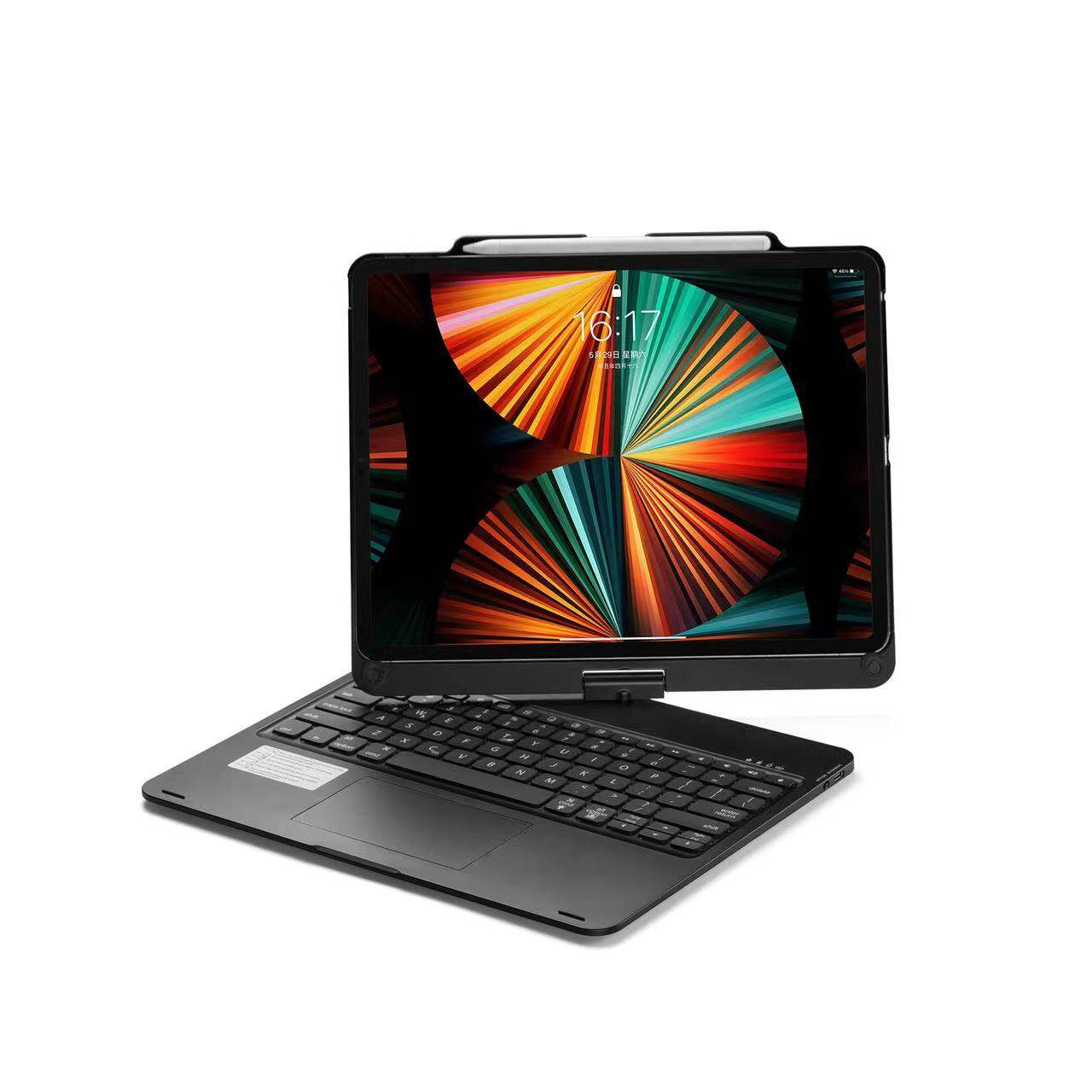 360 rotatable keyboard case for pro 12.9 10.2 10.9 air 2022 with backlit trackpad wireless keyboard pencil holder