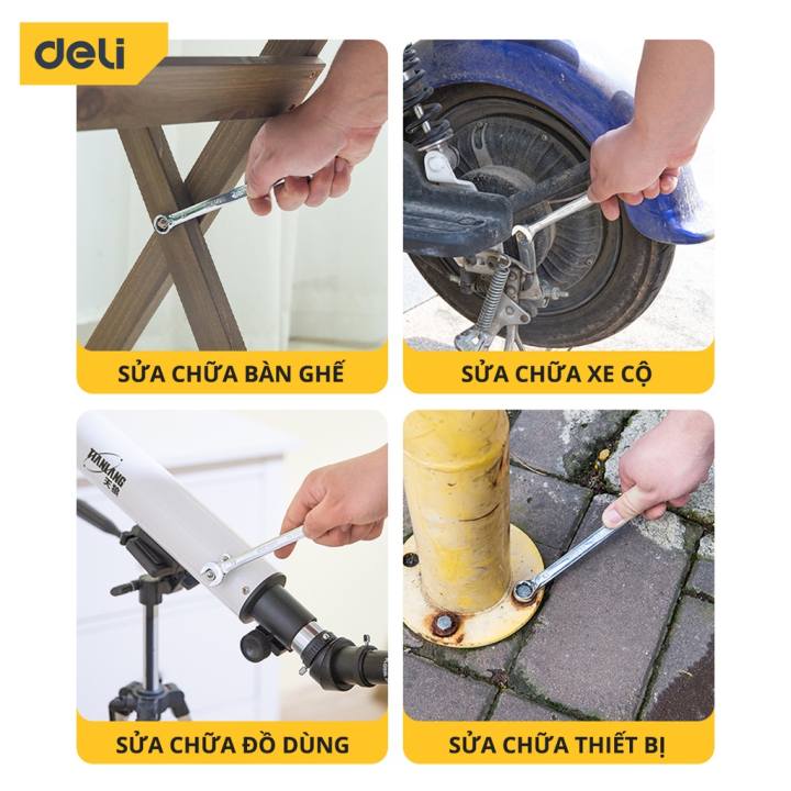 Cờ Lê Hai Đầu Đa Năng Deli Đa Dạng Kích Thước - Chất Liệu Cao Cấp Chống Mòn, Gỉ Sử Dụng Lâu Dài - DL130018 - Hình ảnh 6