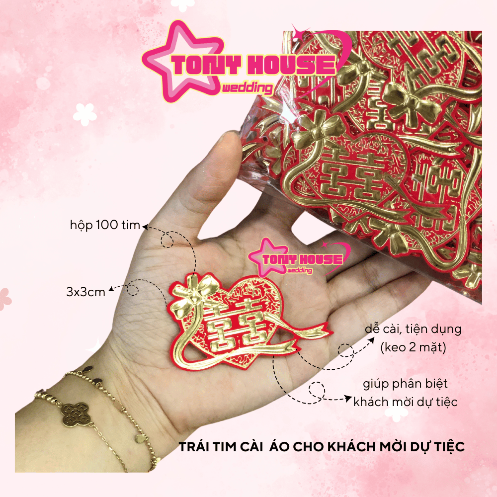 Set 100 Tim cài áo khách mời dự tiệc cưới