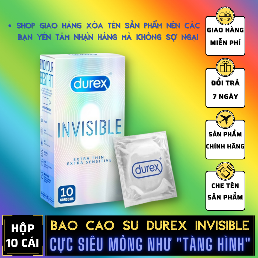 [02 Hộp] Bao Cao Su Durex Invisible Extra Thin cực siêu mỏng + Durex Kingtex size cỡ nhỏ  Che tên sản phẩm