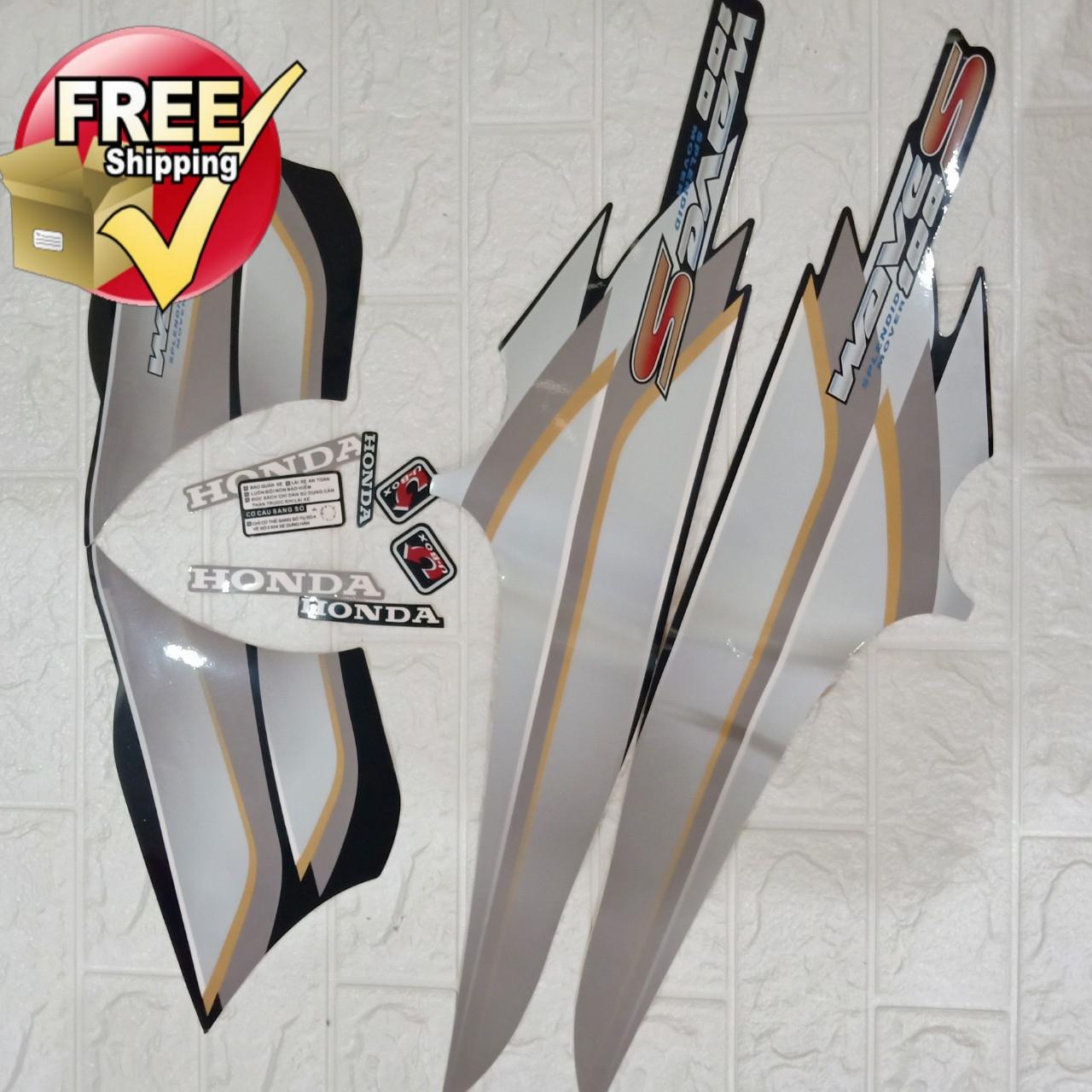 [CỰC CHẤT] Bộ Tem Xám Đen Cho Xe máy Wave S100, , Phụ tùng xe máy hàng đầu