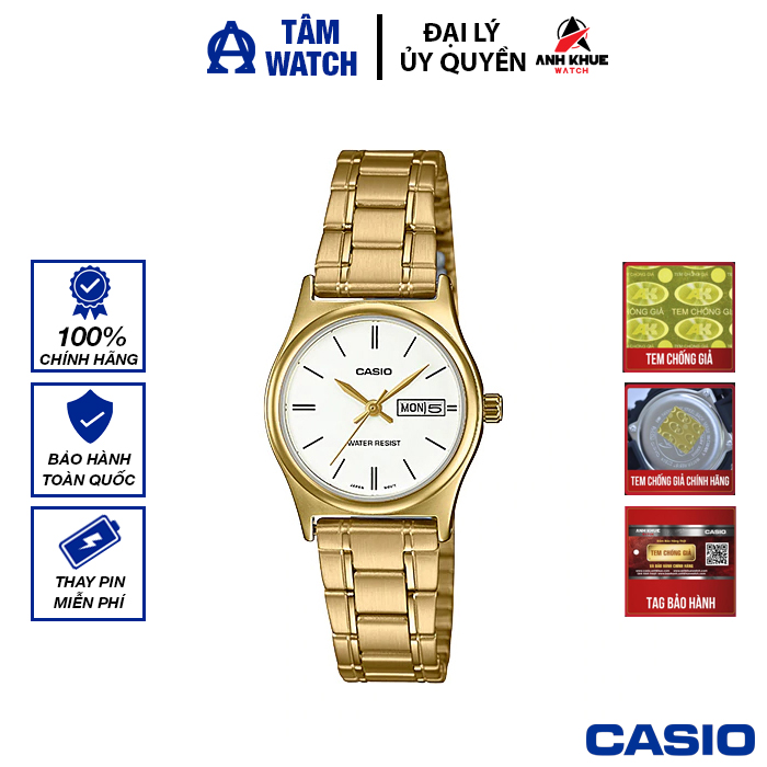 Đồng hồ nữ dây kim loại casio standard chính hãng anh khuê ltp-v006g-7budf