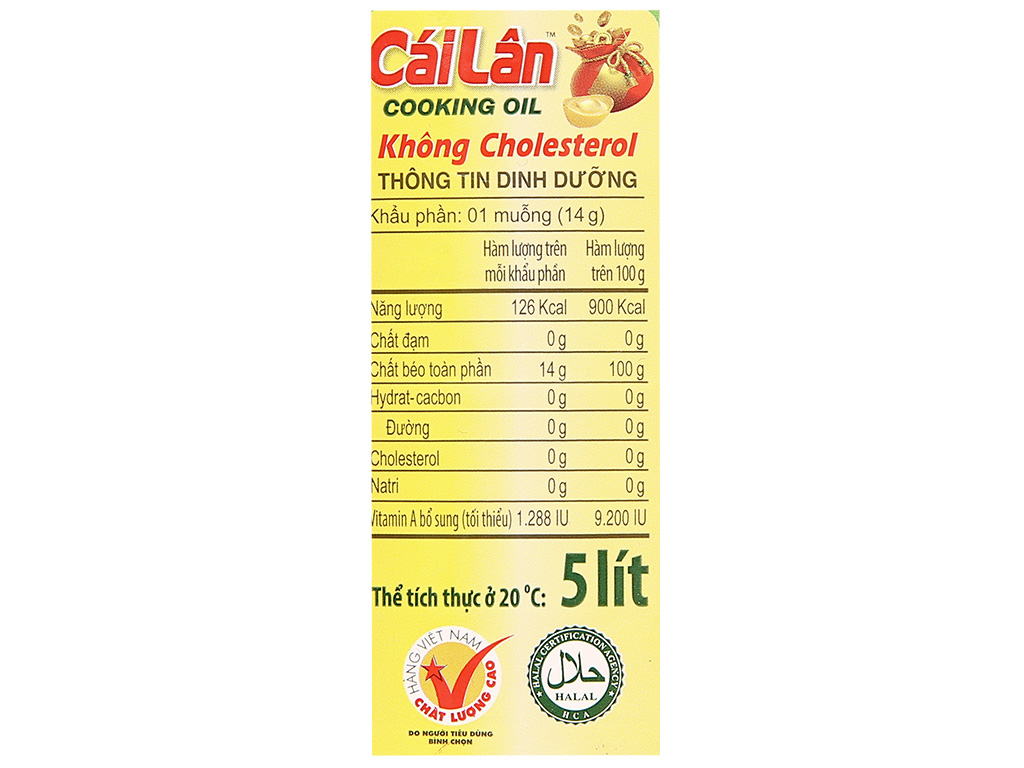 Dầu thực vật tinh luyện Cái Lân can 5 lít