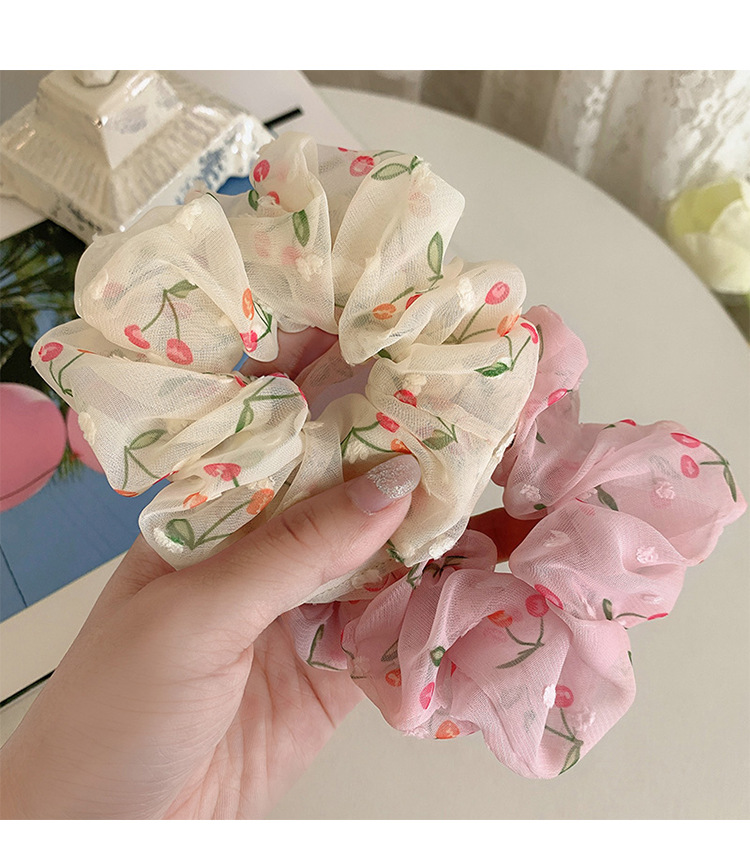 Sét 2 dây buộc tóc voan cherry Scrunchies tinh tế vòng lớn HD43 (Giao mầu ngẫu nhiên)