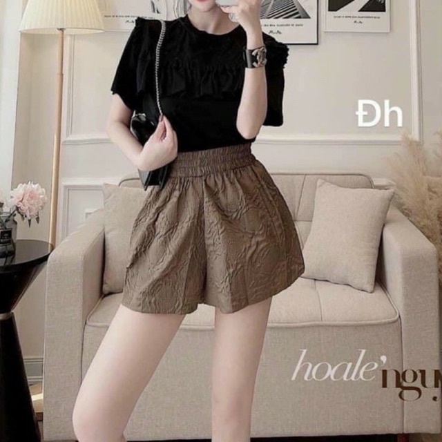 Quần Short Xốp Hoa In Nổi Siêu Hot