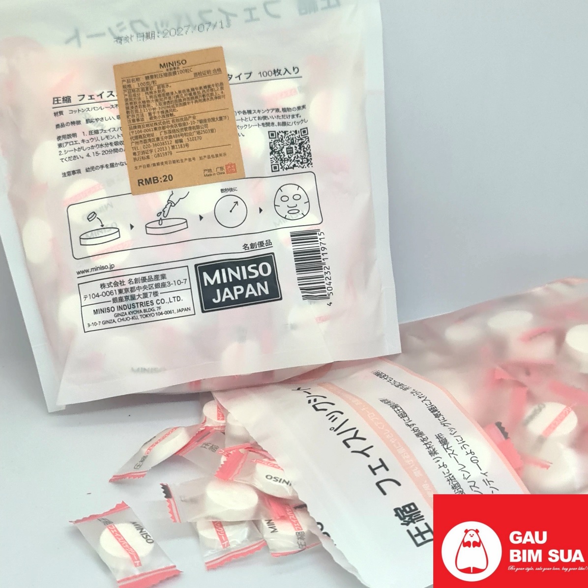 5 viên Mặt nạ nén giấy Miniso tiết kiệm chi phí dưỡng da