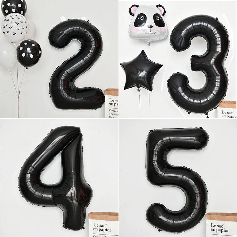 Bóng số sinh nhật màu đen size đại 70cm