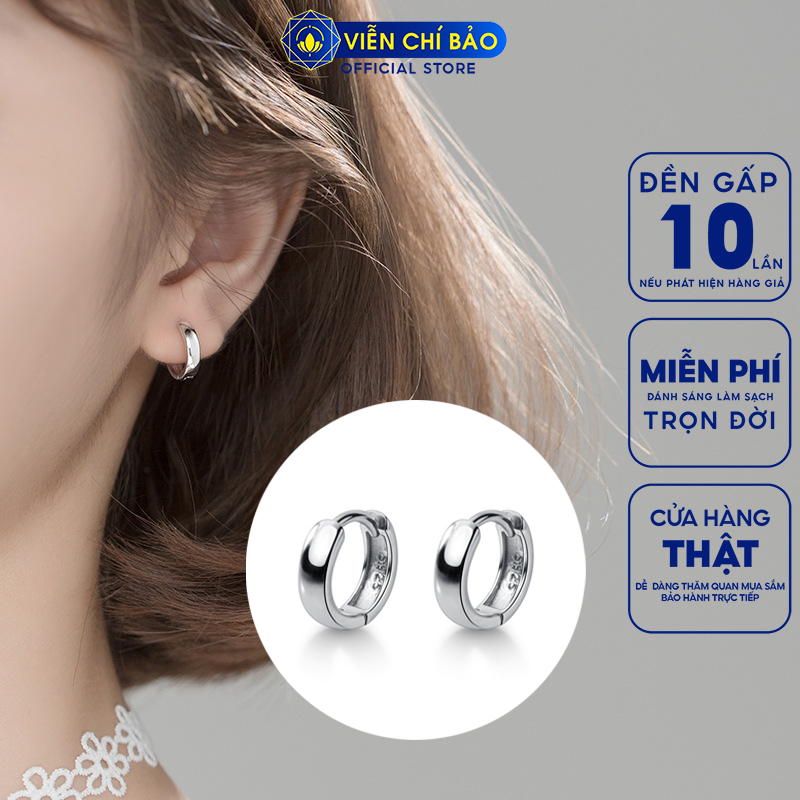 Bông tai bạc nữ tròn trơn chất liệu bạc 925 thời trang phụ kiện trang sức