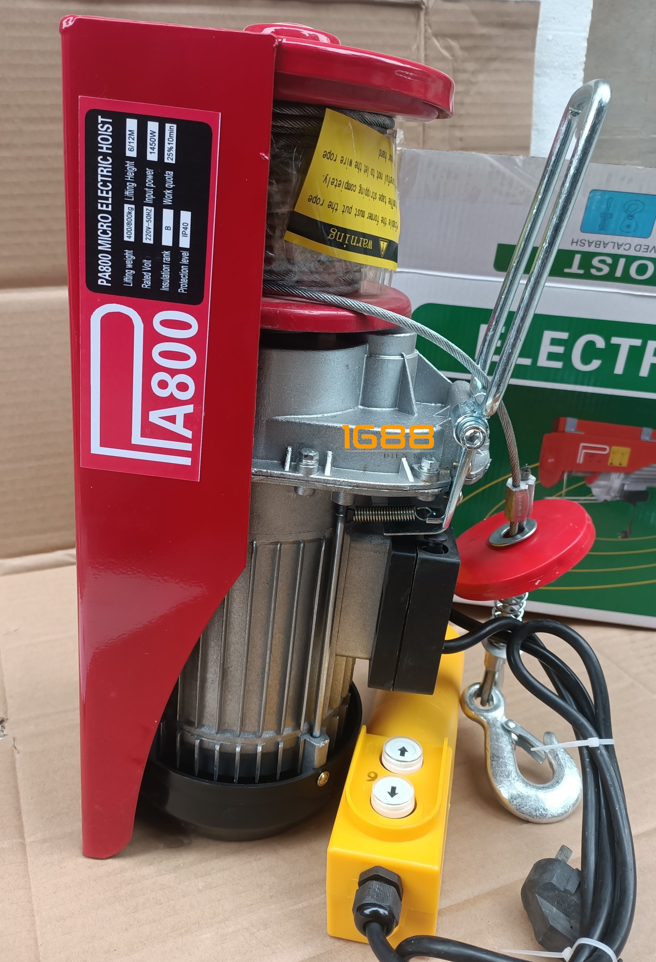Tời điện 220v, Máy tời treo PA800 cáp 20m