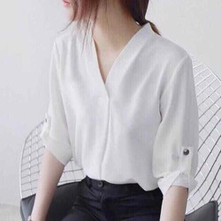 [HCM]Áo Cổ V 2 Màu Công Sở