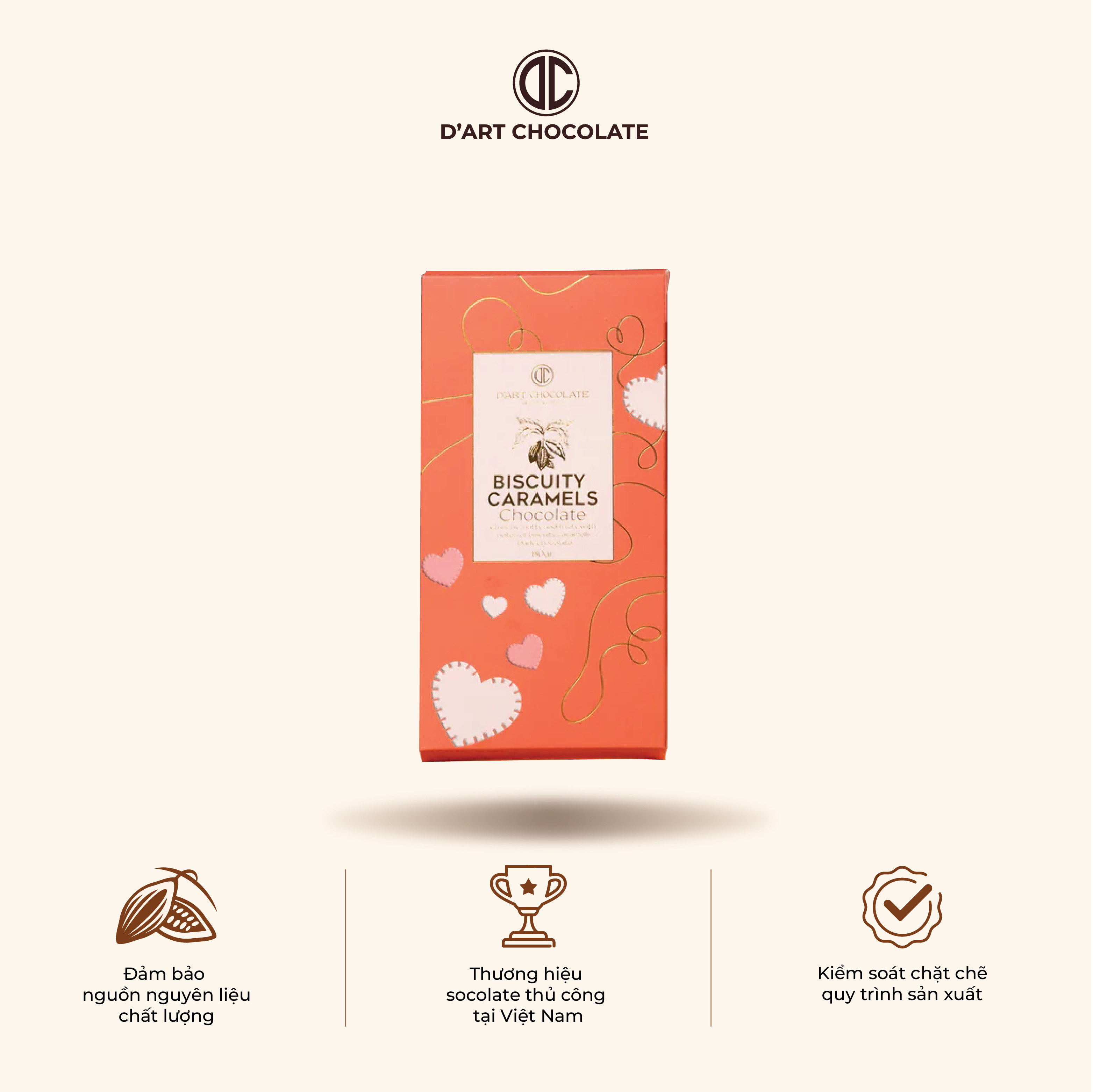 Thanh Socola Biscuity Caramels D'Art Chocolate 80g