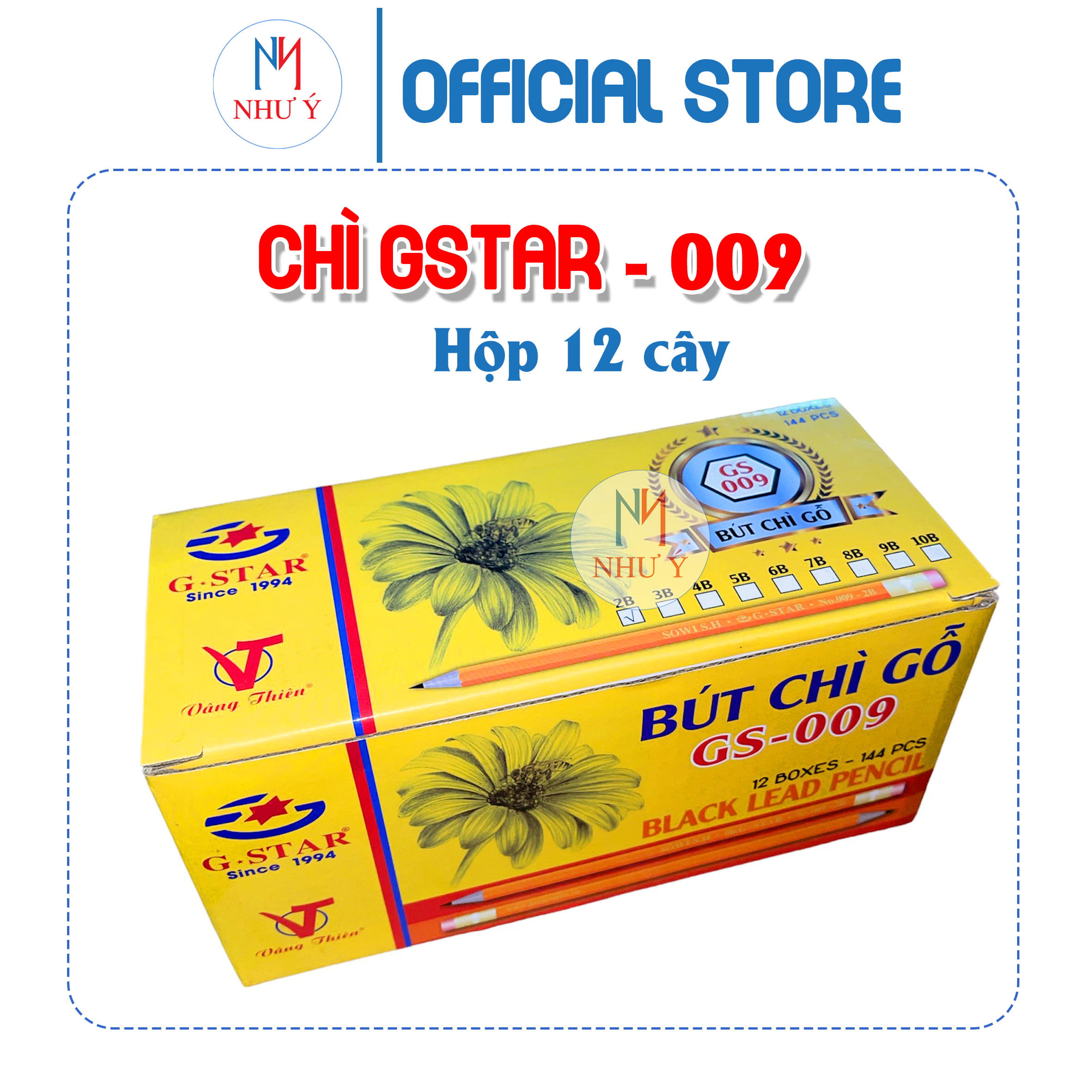 Bút chì gỗ 2b cao cấp gstar 009 hộp 12 cây