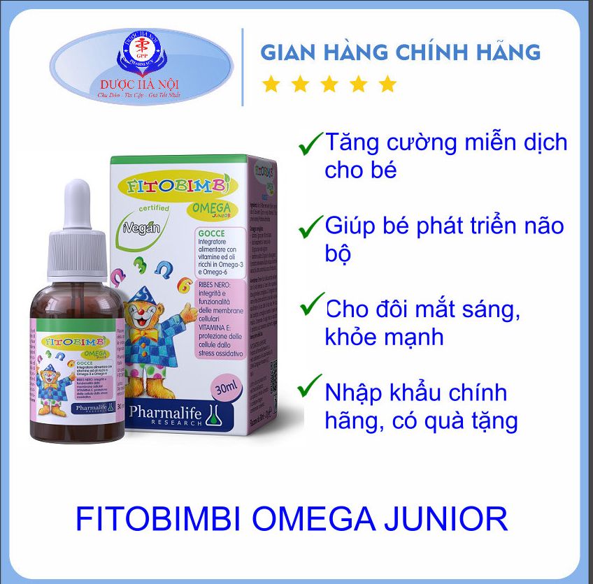 [Kèm quà tặng]Fitobimbi Omega Junior - Phát triển trí não cho bé (Lọ nhỏ giọt 30ml)