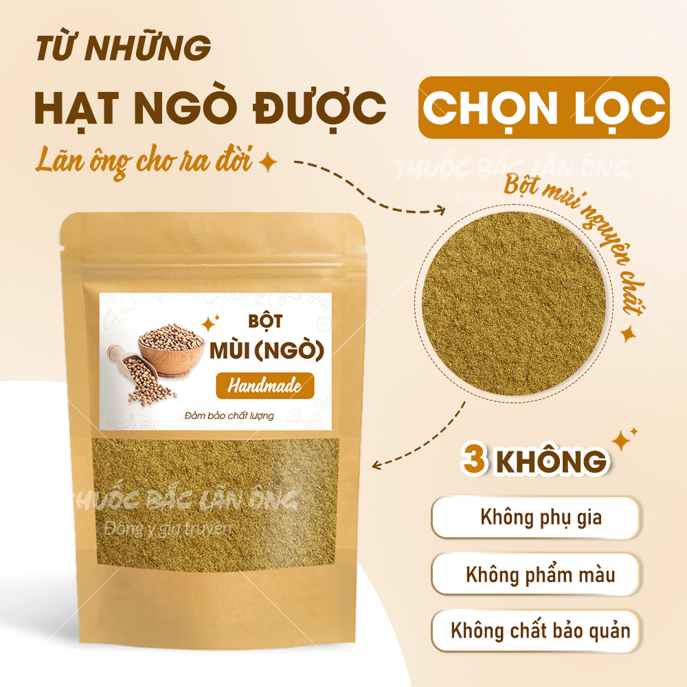 Bột mùi 100g, bột ngò nguyên chất, gia vị tẩm ướp, khử mùi tanh thực phẩm, tăng hương vị cho món ăn