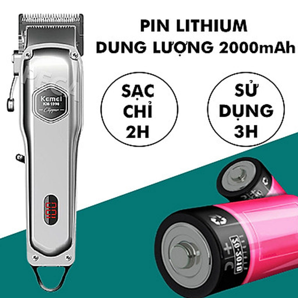 Tông đơ cắt tóc có đèn LED kemei KM 1998