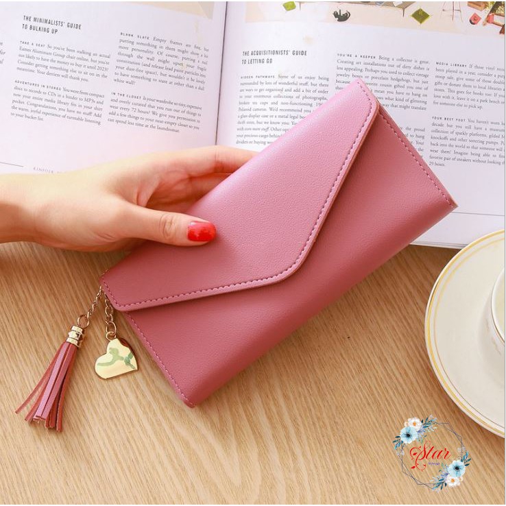 VÍ NỮ DÀI, VÍ CẦM TAY CAO CẤP ĐẸP GIÁ RẺ MÓC KHÓA TUA RUA G13