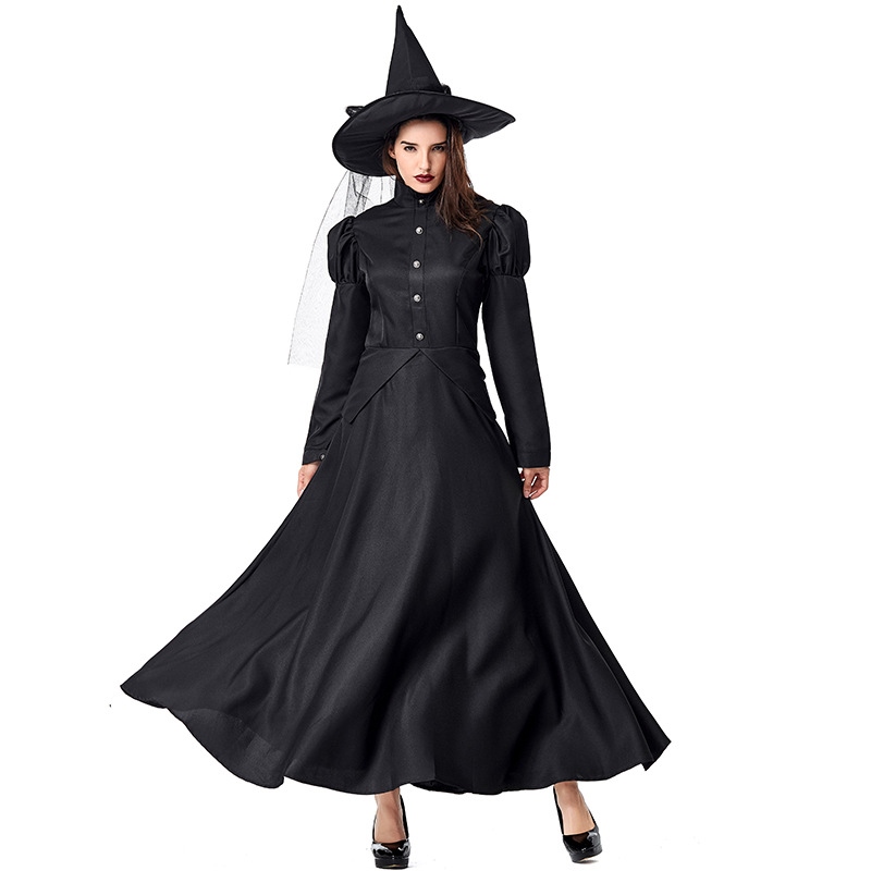 Ps/ phù thủy xứ oz trang phục halloween biểu diễn sân khấu trưởng thành cosplay đen phù thủy phù thủy chơi cha mẹ-con trang phục