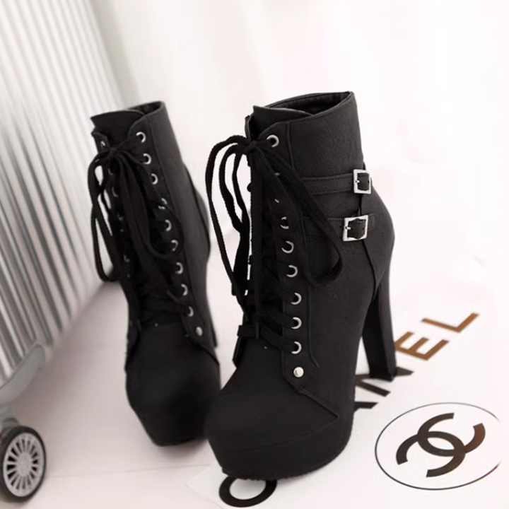 Boots Cổ Ngắn Gót Vuông 12cm PB655-4022
