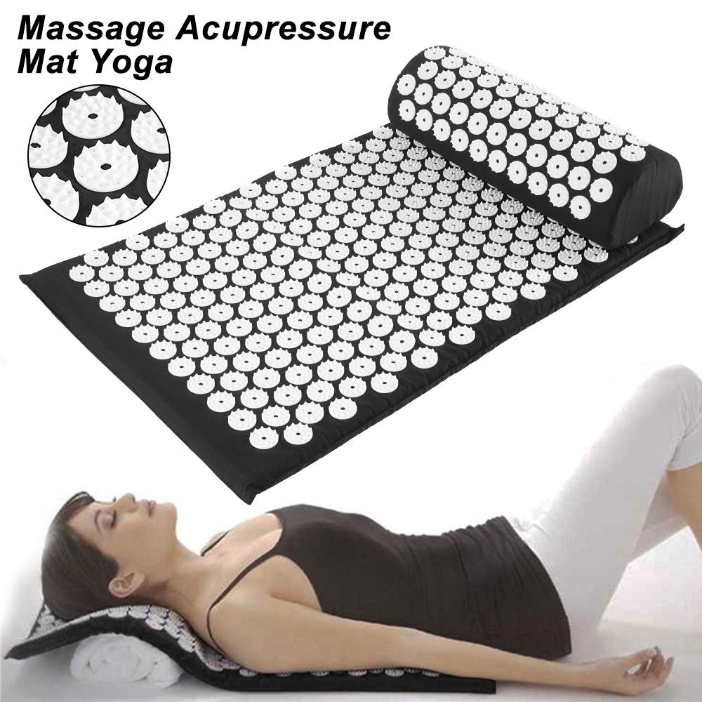 Thảm châm cứu massage yoga - bộ đệm massage châm cứu giảm stress đau lưng đệm/gối châm cứu có gai thư giãn hoa hồng