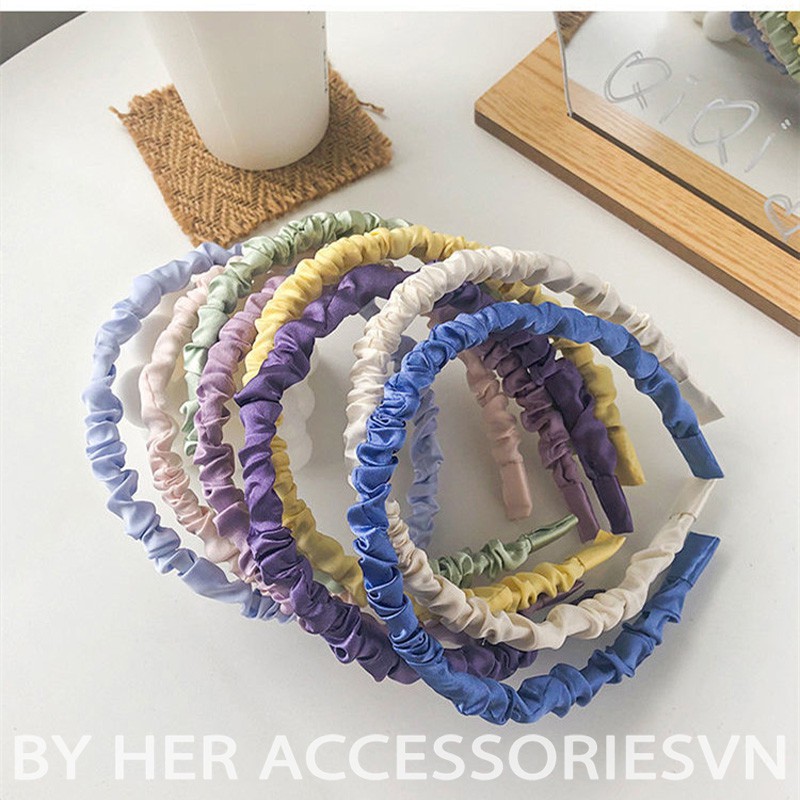 Bờm tóc nhún lụa satin màu sắc Her Accessories