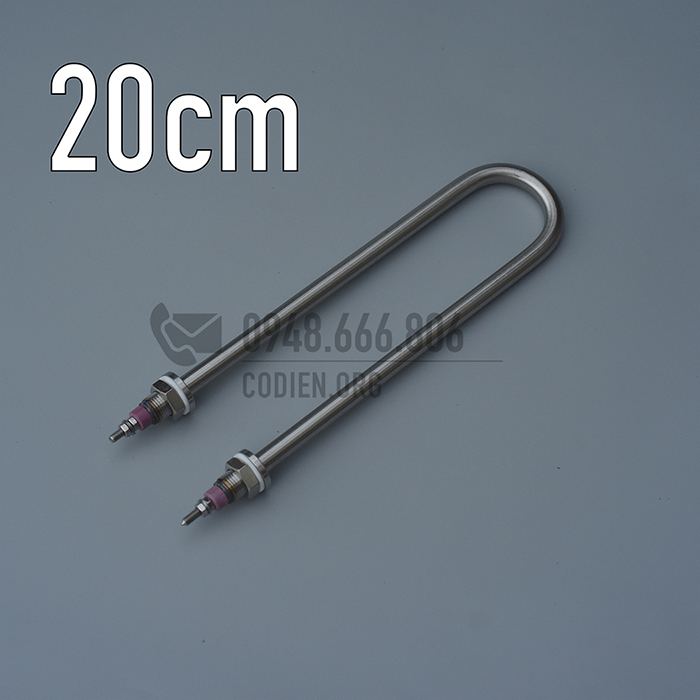 Điện trở nhiệt Thanh nhiệt đun nước Điện trở đun nước Inox chữ U đơn công suât 500W, 700W, 800W, 1KW, 1,5KW, 2KW chiều dài 20cm điện áp 380V
