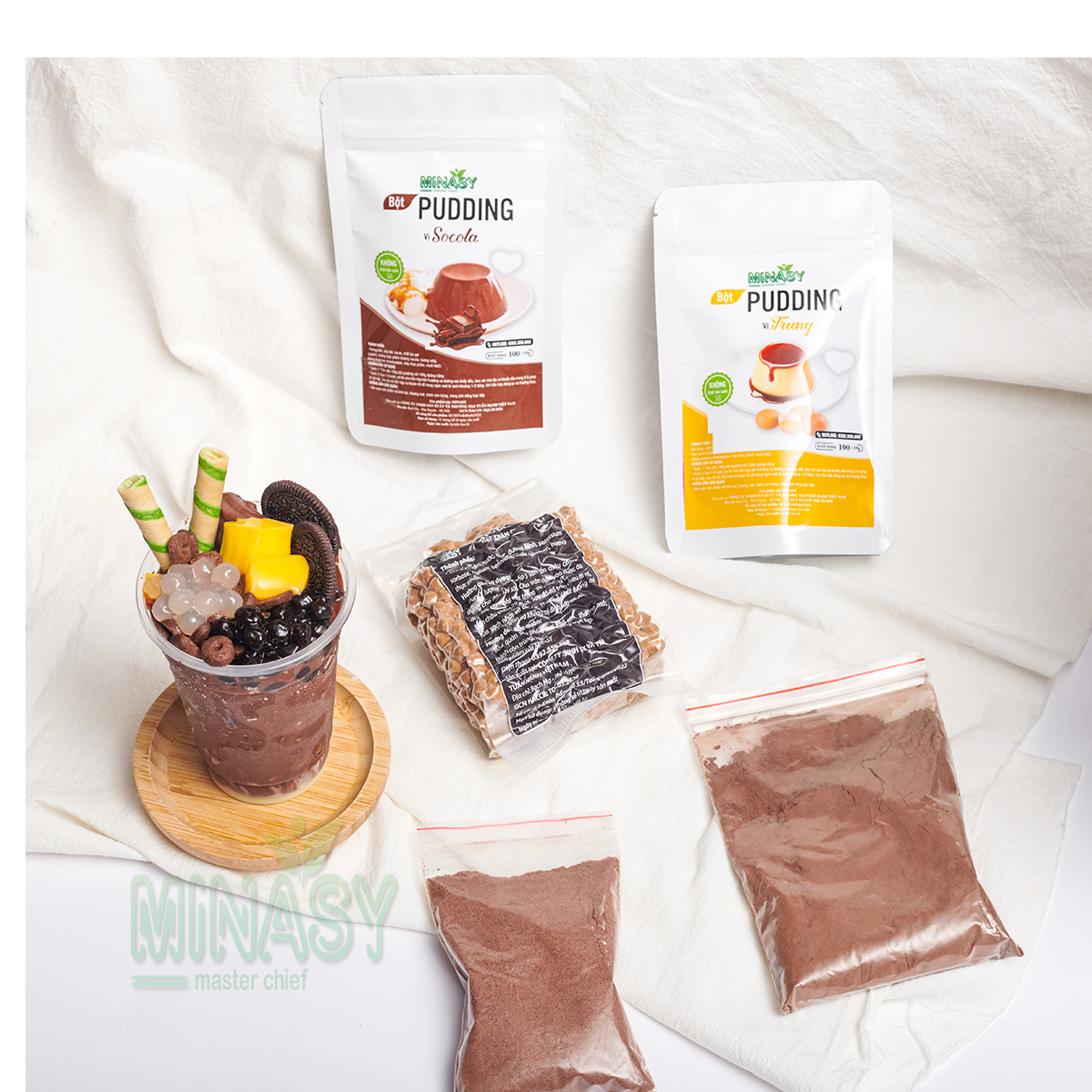 Set Milo dầm trân châu pudding socola trứng cực ngon tự làm Minasy