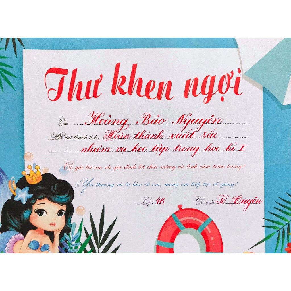 tệp 100 tờ thư khen ngợi học sinh