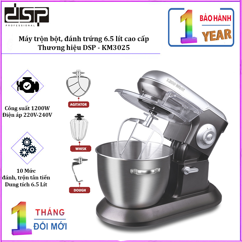 Máy trộn bột, đánh trứng DSP KM3025 dung tichs 6.5 lít, công suất 1200W