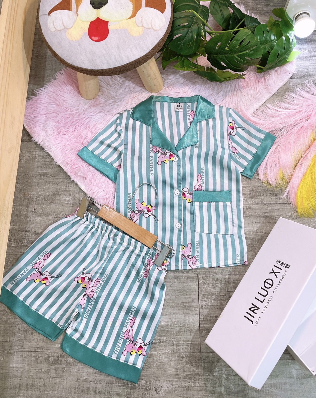 bộ pizama lụa satin cho bé 9-21kg
