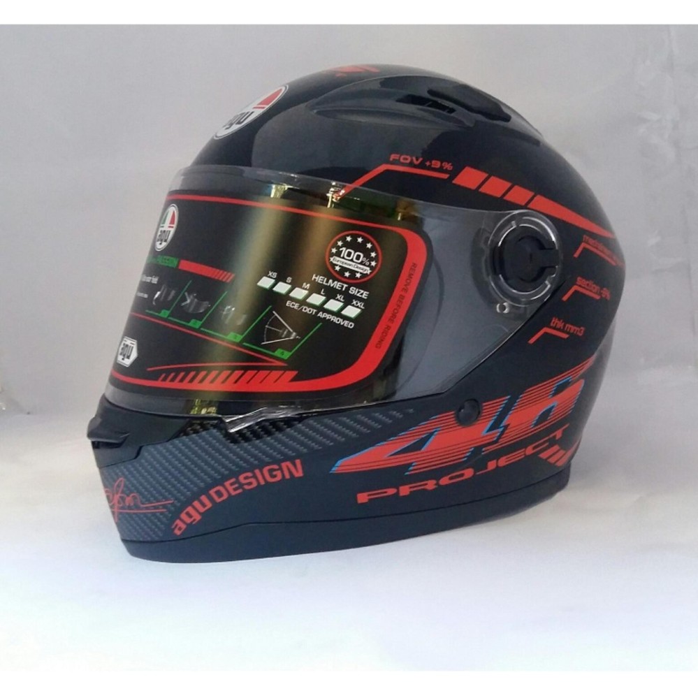 [HCM]Mũ fullface AGU tem 46 đỏ kính trà