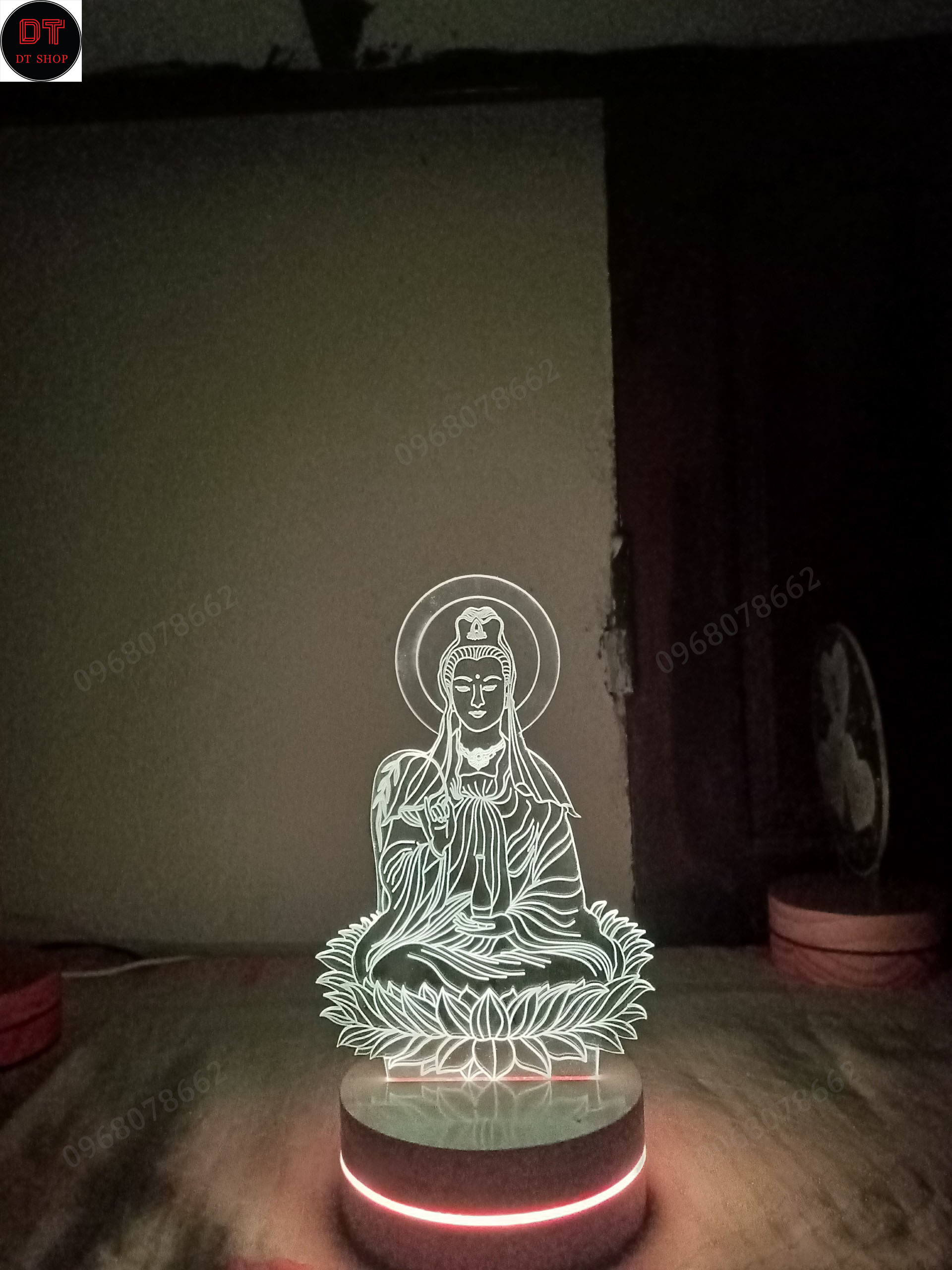 Đèn 3D hình Phật Quan Âm