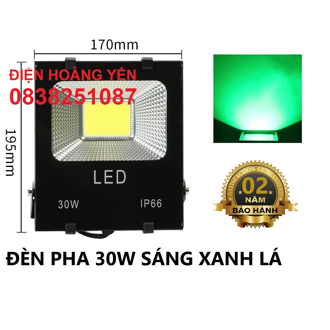 đèn pha led 30w 20w 10w 220v ánh sáng xanh lá chiếu sáng ngoài trời