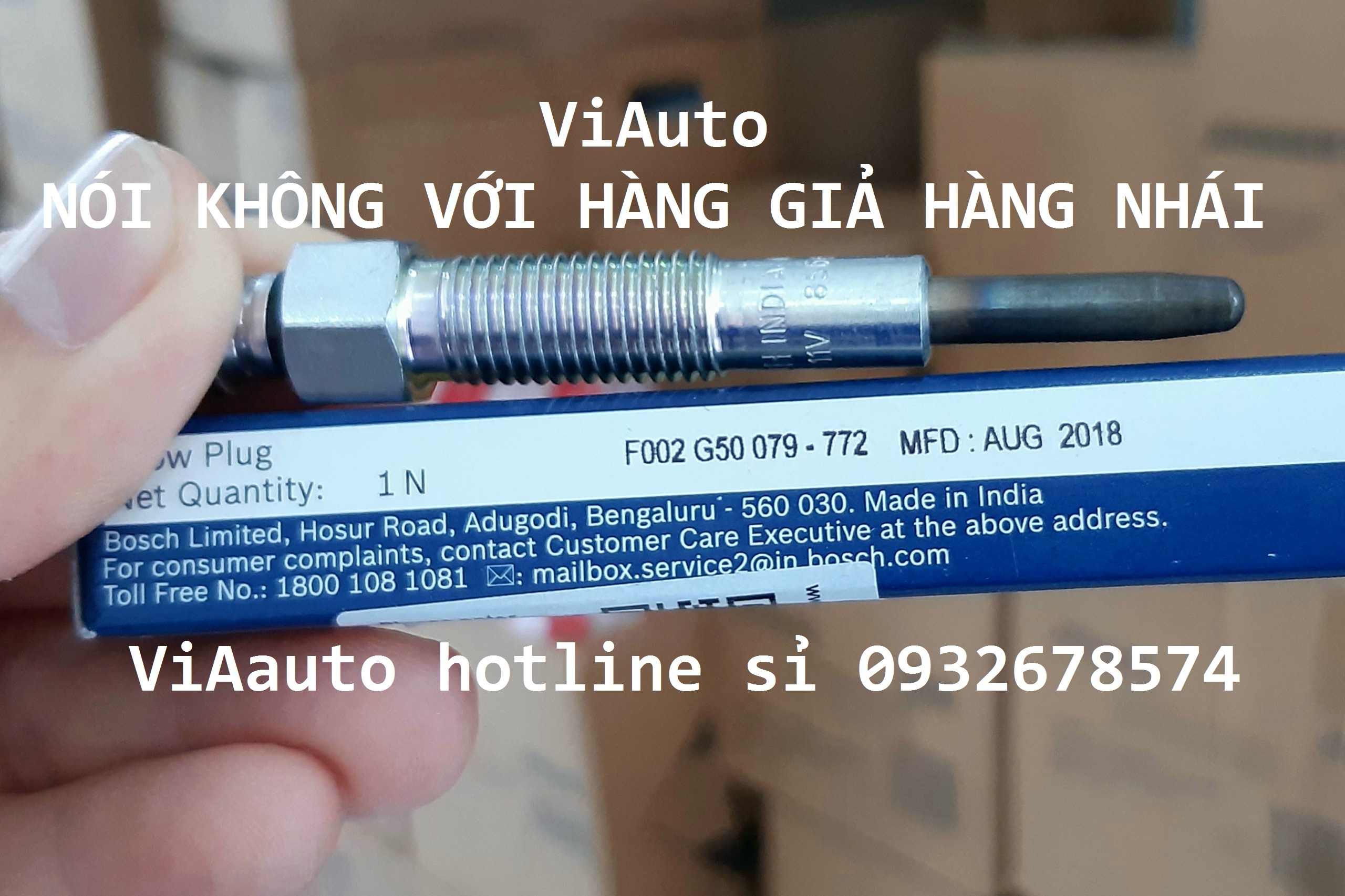 1 Bugi sấy, bugi xông F002G50079 Made in India