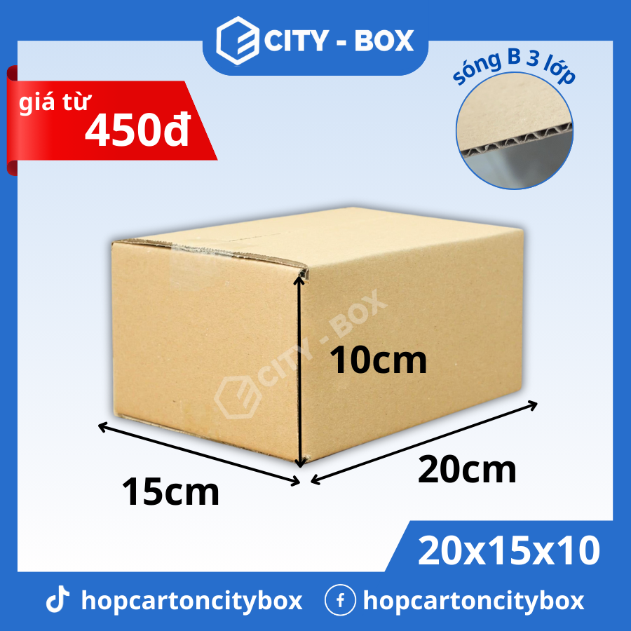 10 hộp carton 20x15x10 - hộp ship cod 20*15*10
