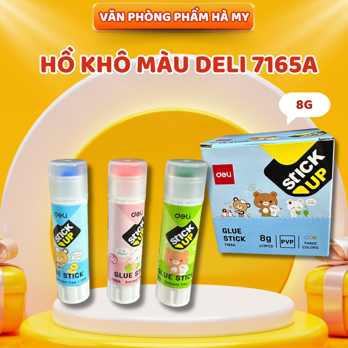 Combo 5 Lọ Hồ khô Màu 8G Deli - 7165A Độ bám dính mạnh