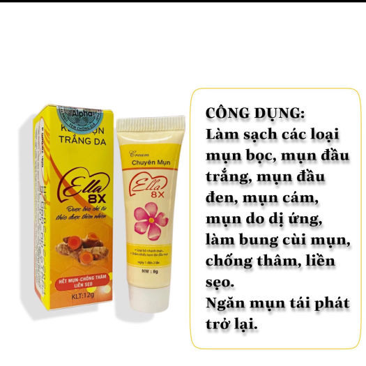 Kem chuyên mụn - Kem mụn trắng da Ella 8x