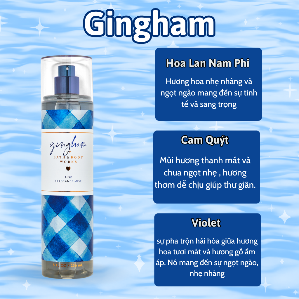 Body Mist Gingham Chính Hãng , Bath and Body Work Gingham Chính Hãng