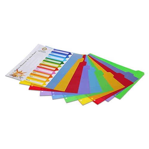Tập chia file nhựa, chia file giấy 10-12 màu