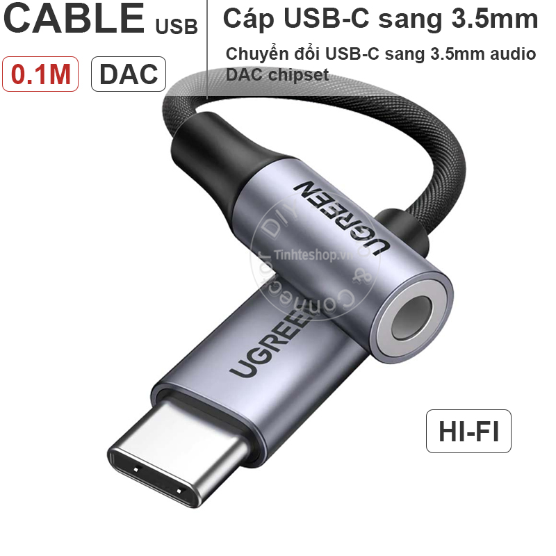 USB type-C male to audio 3.5mm female converter 10Cm Ugreen AV142 30632