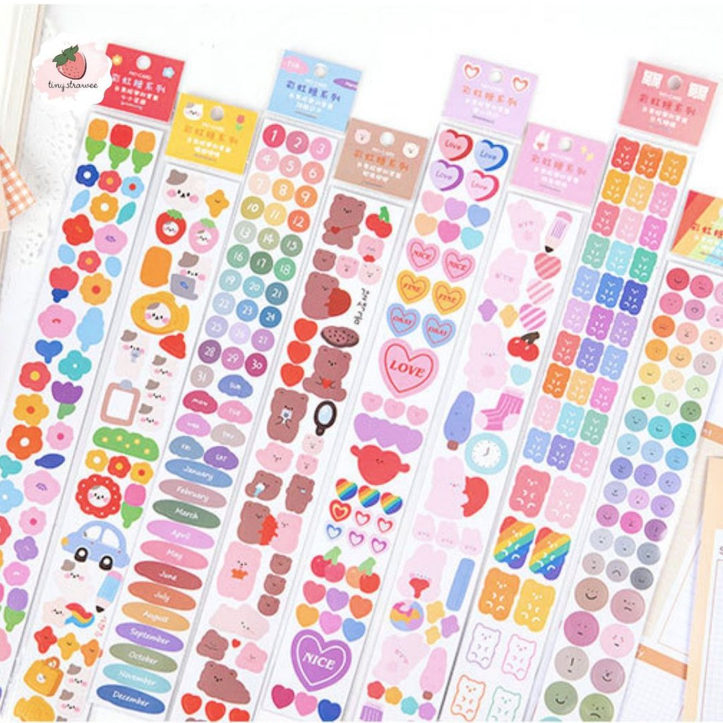 Set 2 dải sticker Hàn hình gấu mập