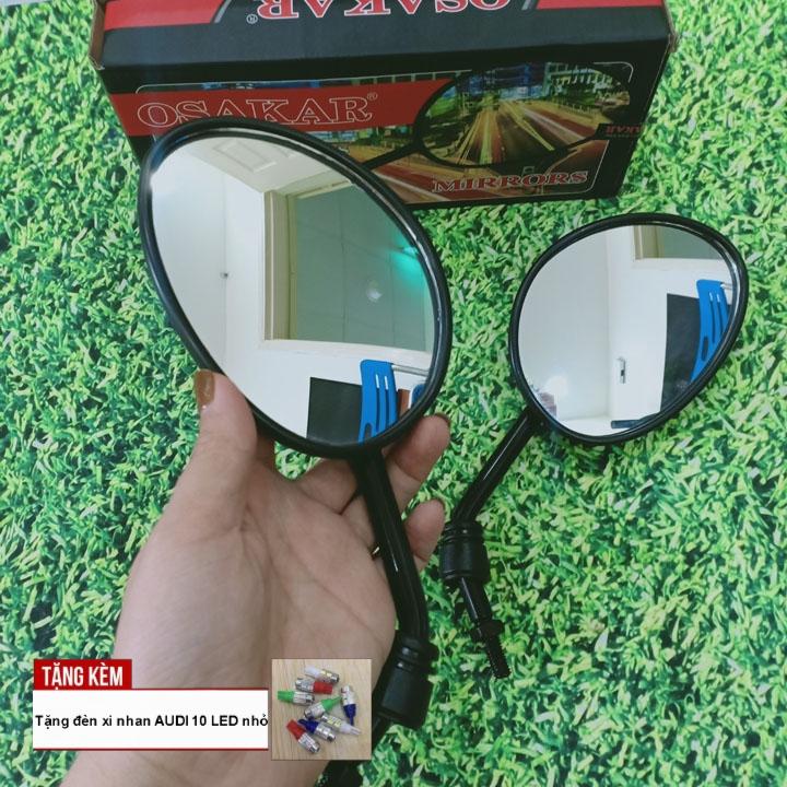 [TẶNG BẠN XI NHAN AUDI 10 LED] Gương chiếu hậu OSAKAR hình tai mèo chân 10mm phù hợp với mọi dòng xe trên thị trường OX340