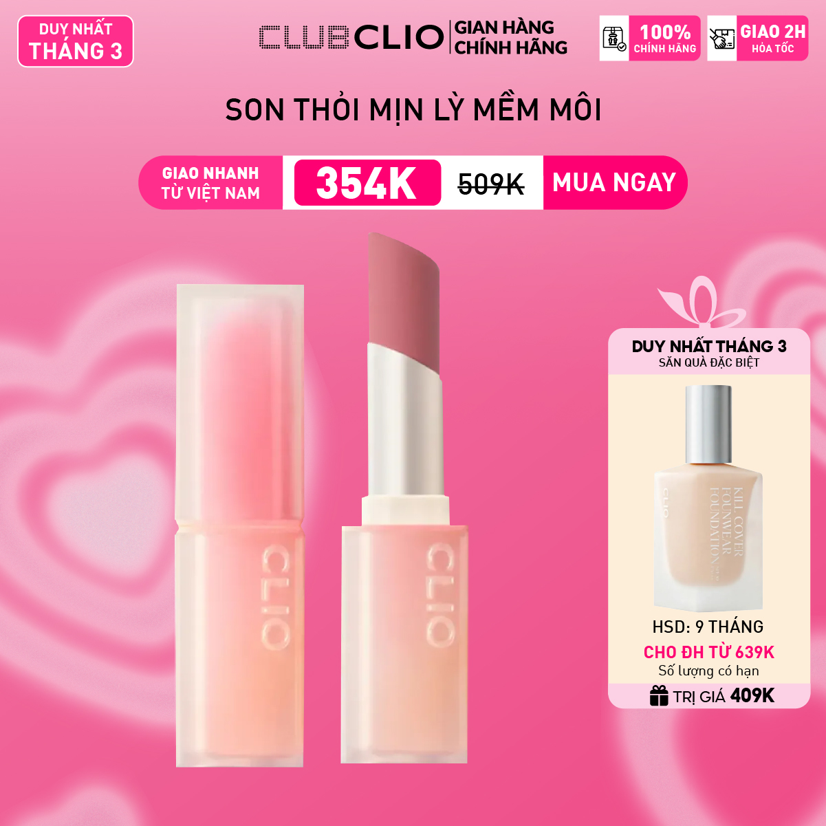 [Săn Deal]Son Thỏi Hiệu Ứng Mờ Clio Chiffon Mood Lip 3.2g